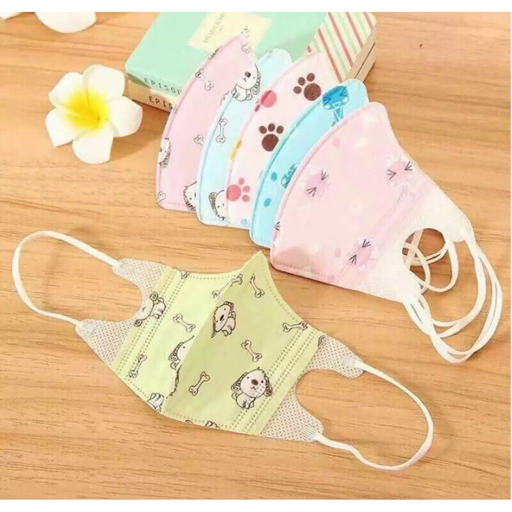 Set 5 Khẩu Trang Chống Bụi 3D Kháng Khuẩn In Nhiều Hình Cho Bé