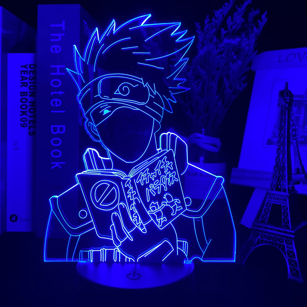 Led 3d Night Light Japanese Anime Naruto Kakashi Hatake Icha Icha Paradaisu Figure Nightlight for Child Bedroom Decor Desk Lamp