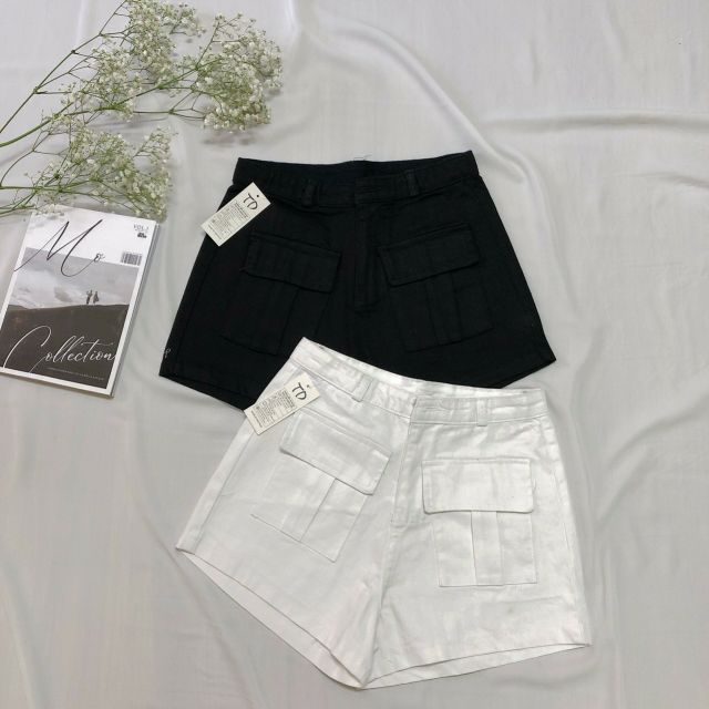 Quần Shorts 2 túi nút bấm B-C lưng cao ( HÌNH THẬT 100%)
