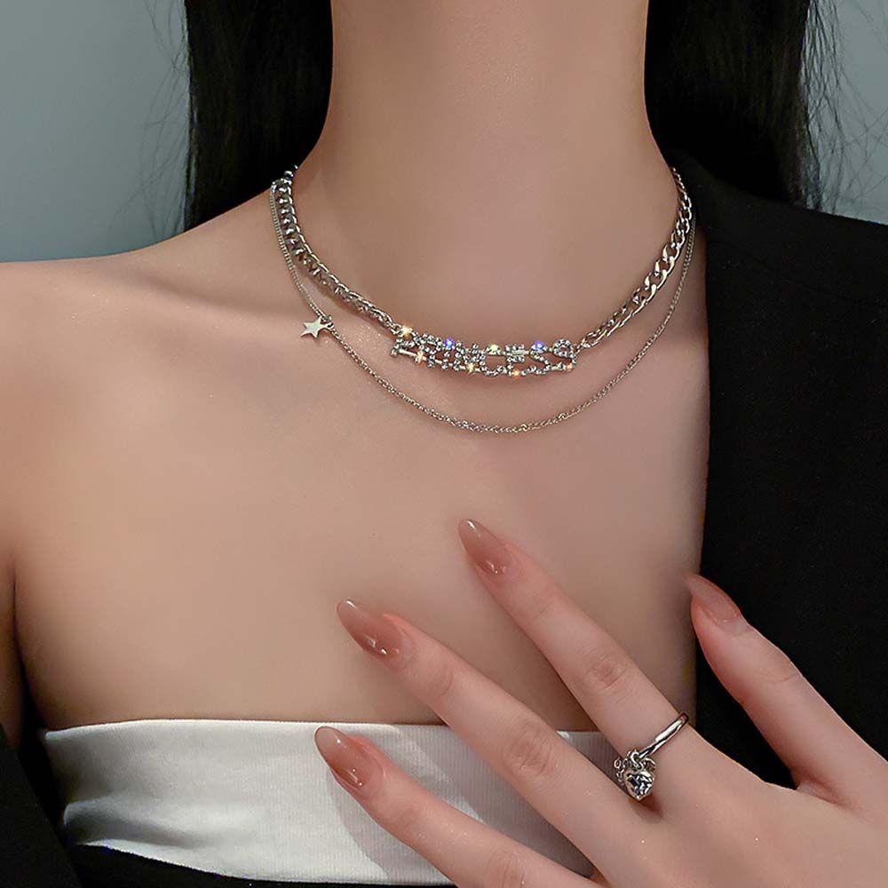 Dây Chuyền Hai Lớp Bằng Kim Loại Mặt Hình Ngôi Sao Thanh Lịch|Dây Chuyền Mặt Chữ Princess Thời Trang Dành Cho Nữ
