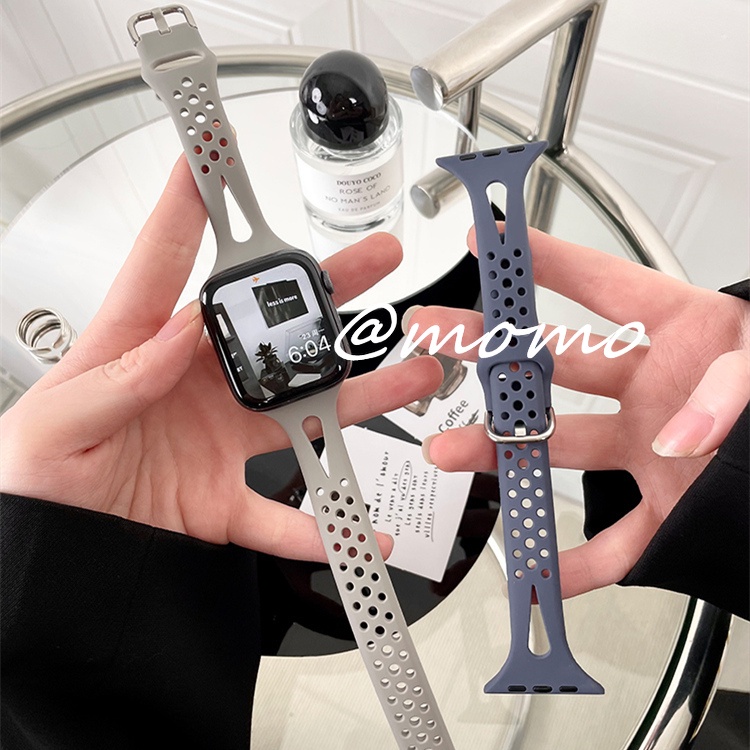Dây Đeo Bằng Silicone Cao Su Thoáng Khí Cho Apple Watch Serise 7 6 5 4 3 2 SE