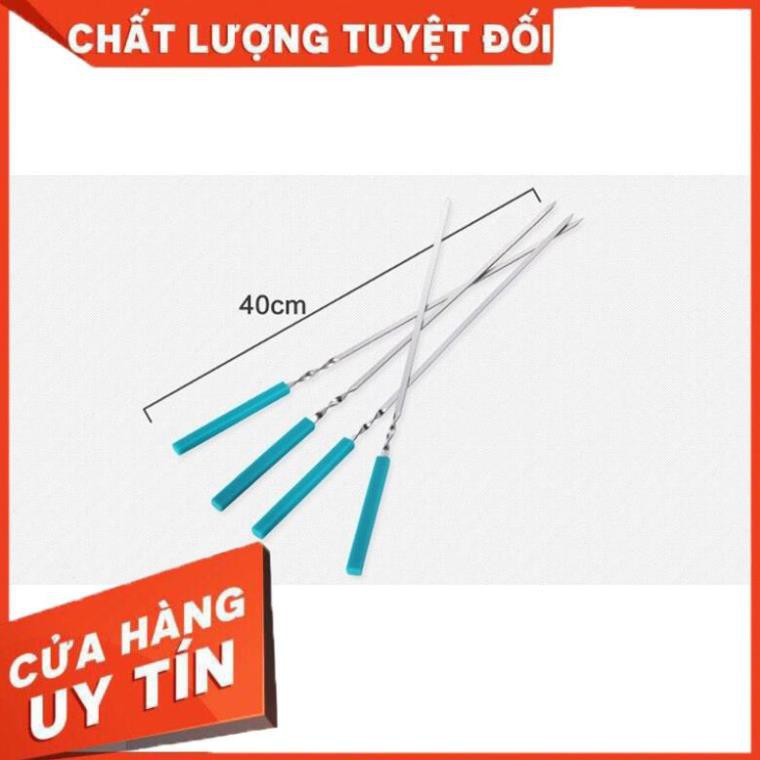 BẾP [ƯU ĐÃI! SHOP MỚI] Xiên Nướng Inox - Xiên Que Nướng - Xiên Thịt Nướng 40cm - Tay cầm Silicon chống nóng - TIỆN LỢI