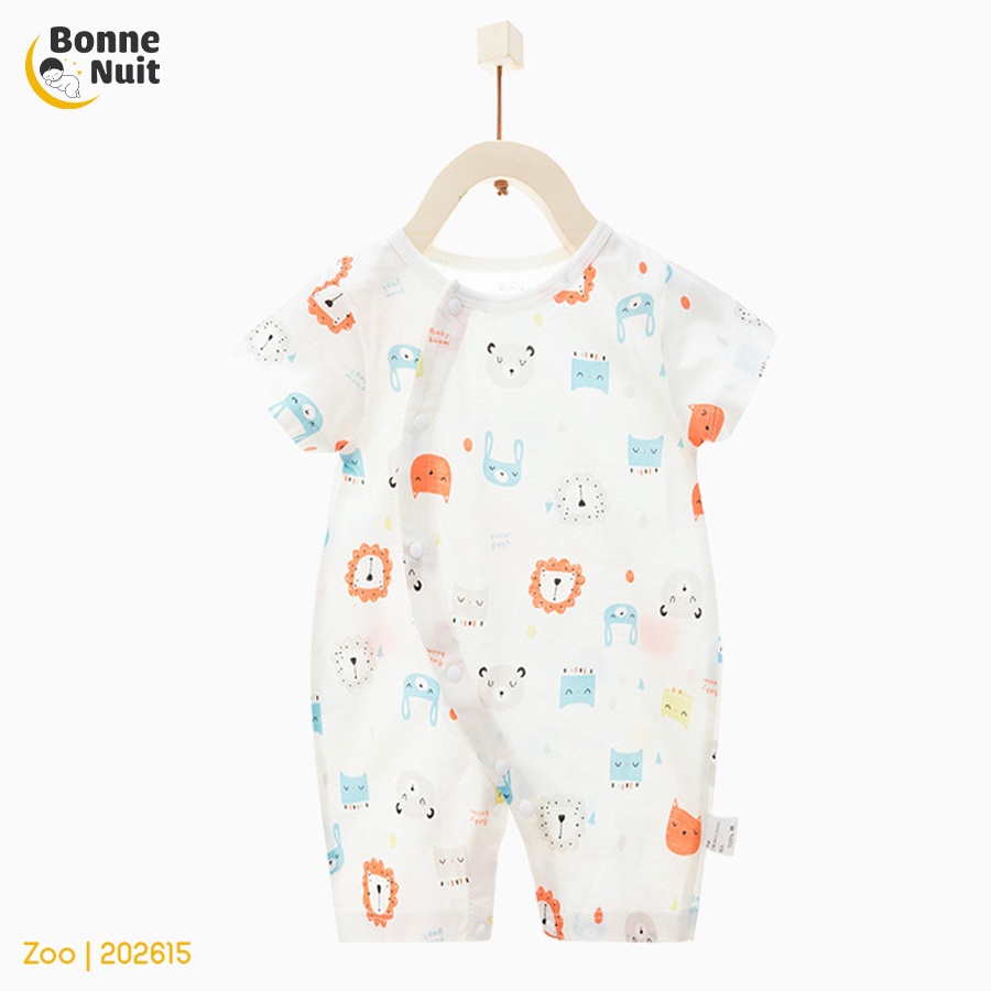 Bodysuit tay ngắn Hunibear cho bé  100% cotton thông hơi thoáng mát ngày hè