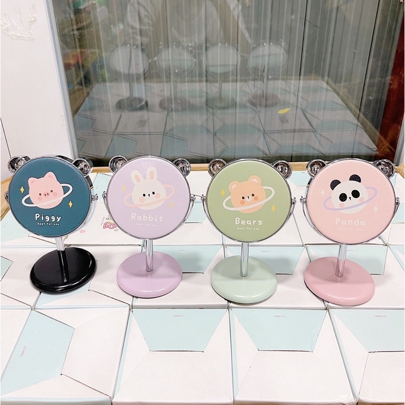 Gương để bàn mini hoạ tiết hoạt hình dễ thương để bàn học, bàn làm việc, bỏ túi đi du lịch