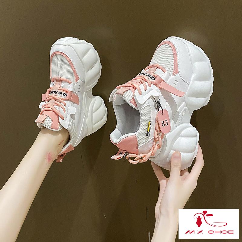 M & X ~  Giày Thể Thao Đế Dày 10cm Màu Trắng Phong Cách Mới Dễ Phối Đồ Cho Nữ
