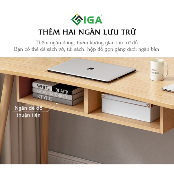 Bàn học bàn làm việc kèm hộc tủ 2 ngăn gỗ - gp185