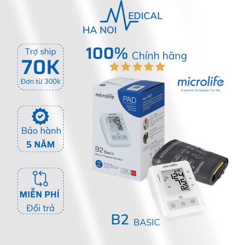 [CHÍNH HÃNG] Máy đo huyết áp điện tử chính hãng Microlife B2 Basic - BẢO HÀNH 5 NĂM 1 ĐỔI 1