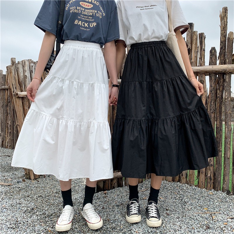 Chân Váy Ulzzang 2 lớp Siêu Xinh, chân váy Vintage 3 Tầng xoè dáng dài