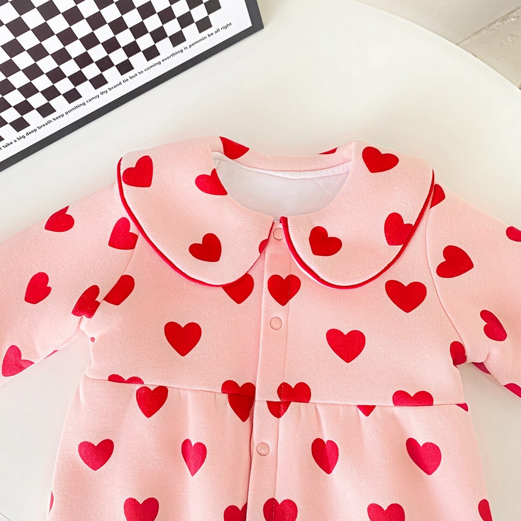 Sanlutoz Em bé Cô gái Mùa đông Bộ bodysuit Thời trang Trái tim nhỏ bé