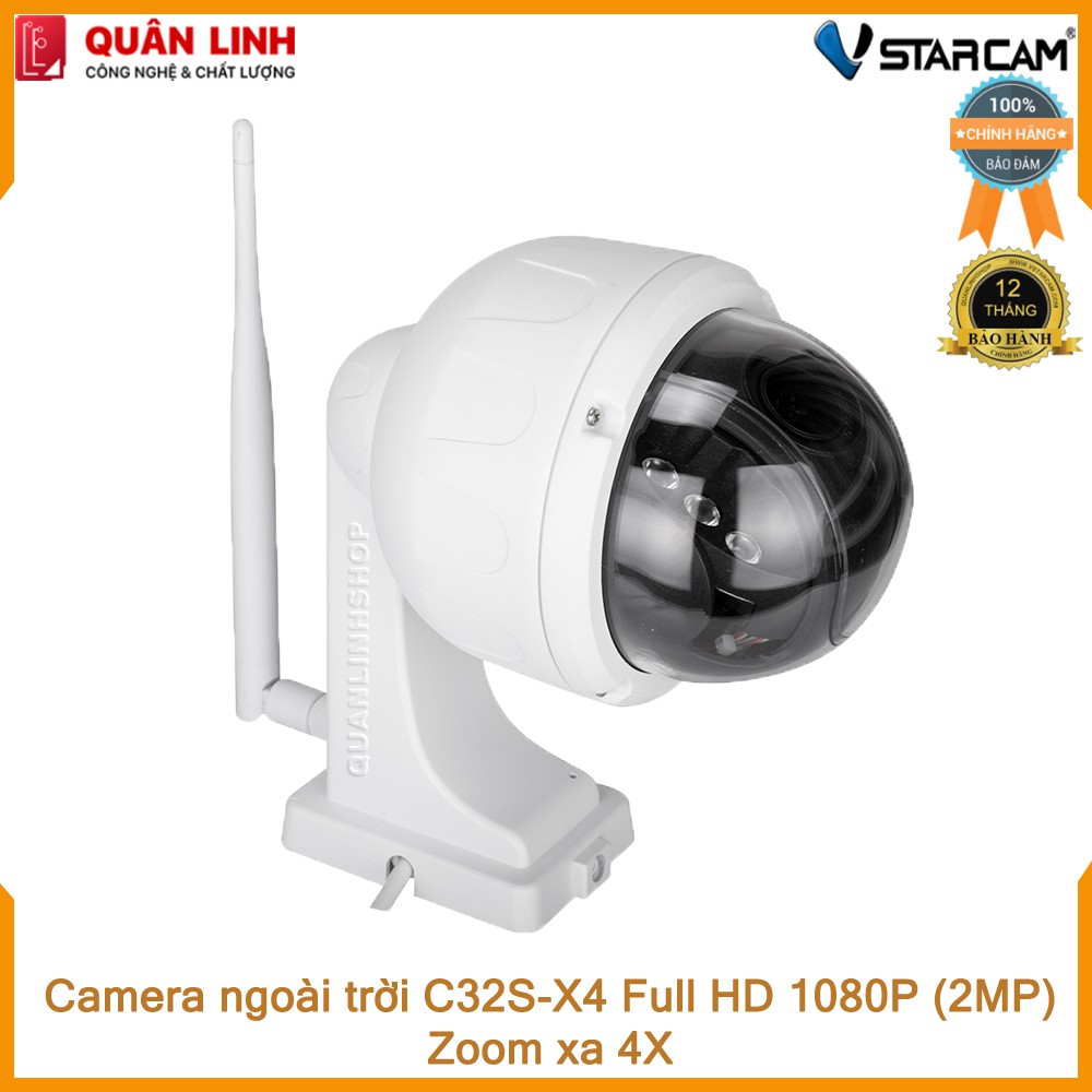 Camera giám sát IP Wifi hồng ngoại ngoài trời zoom xa 4X Full HD 1080P 2MP Vstarcam C32s-X4 kèm thẻ nhớ 128GB