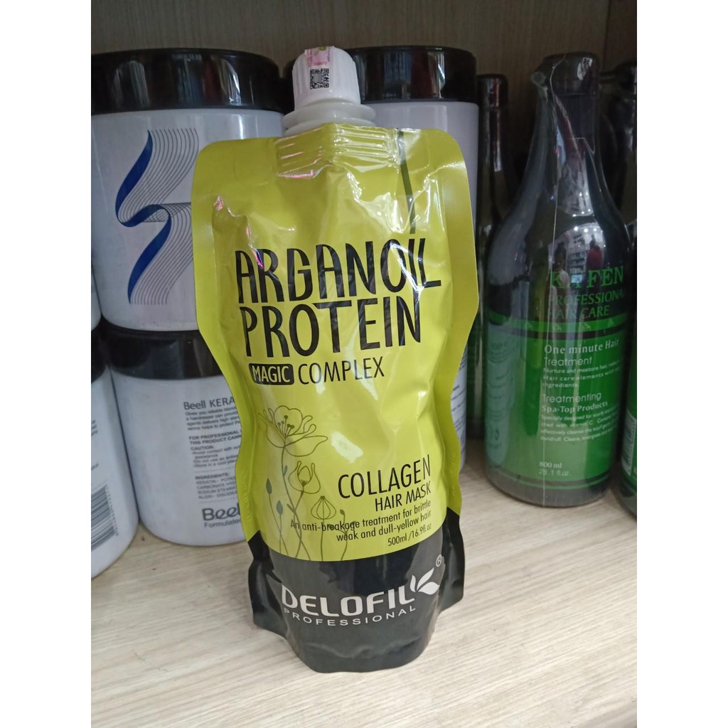 KEM DẦU HẤP Ủ TÓC PHỤC HỒI DƯỠNG ẨM COLLAGEN DELOFIL ARGANOIL PROTEIN SIÊU MƯỢT 500ML(TÚI) | BigBuy360 - bigbuy360.vn