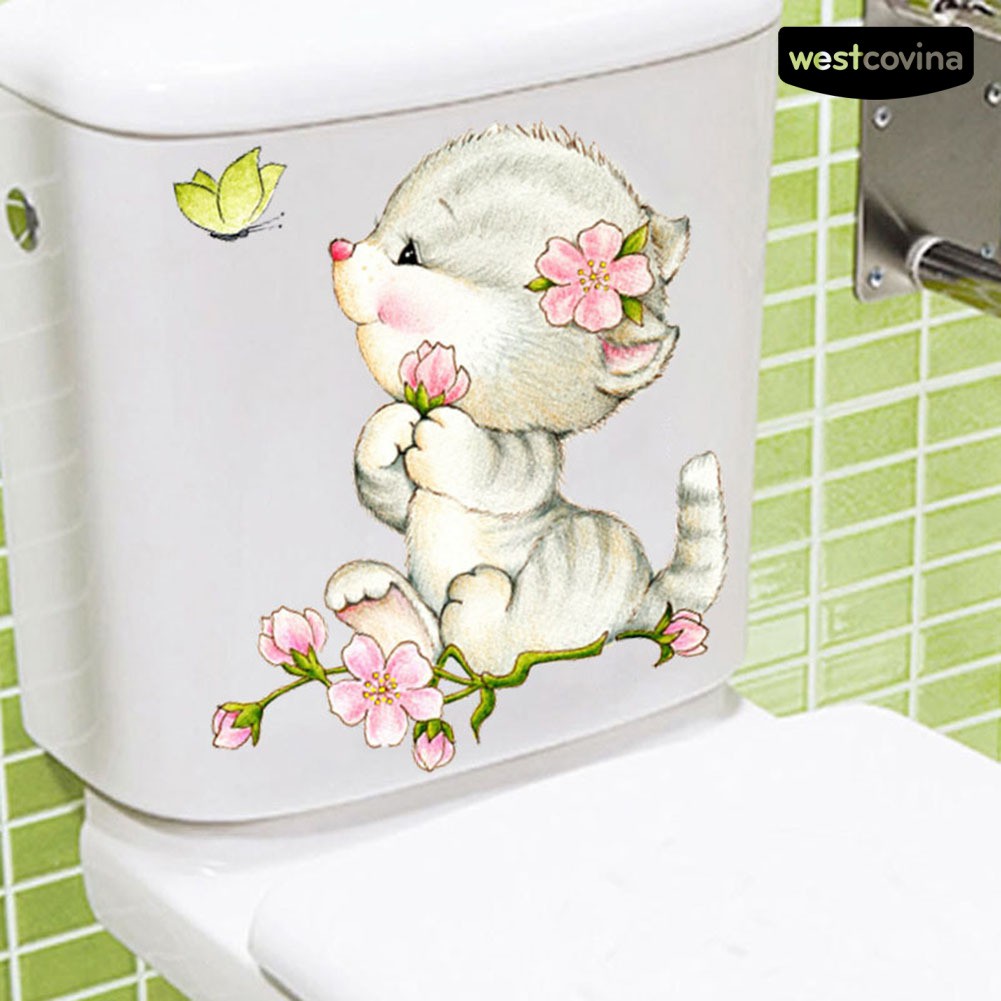 Miếng Dán Hình Mèo Dễ Thương Chống Thấm Nước Trang Trí Bồn Cầu