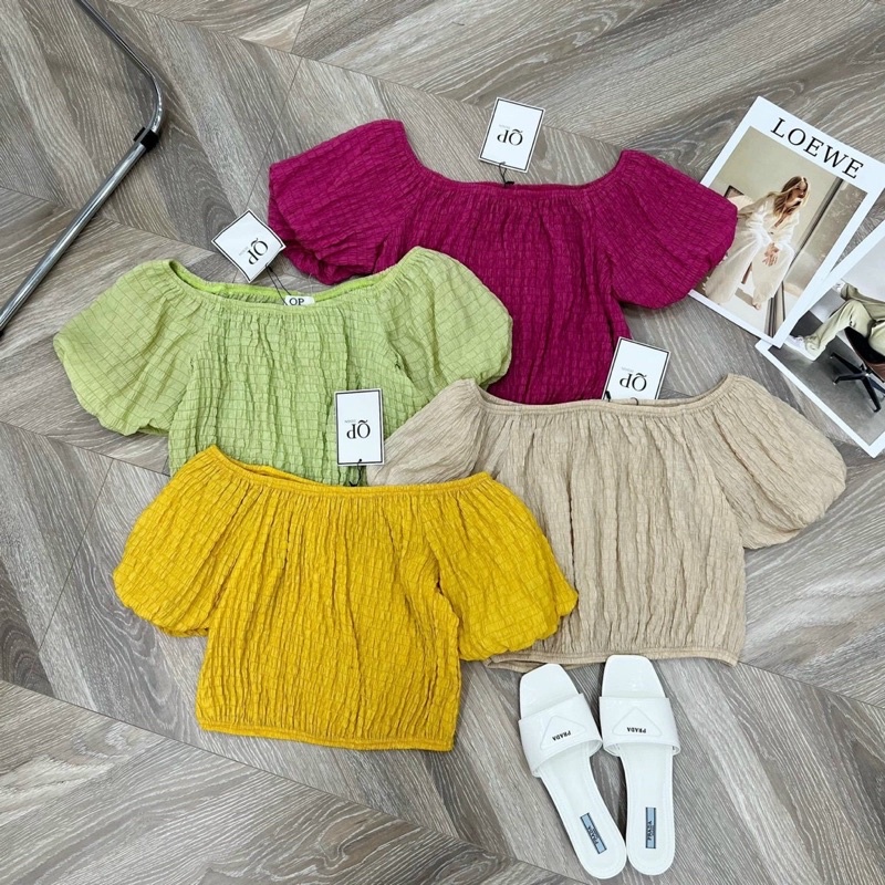Áo Croptop Trễ Vai Tay Bồng siêu hot m123