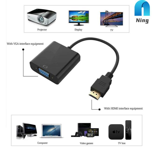 Ning 1080p Hdmi-compatible Male To VGA Female Video  Cable Unidirectional Hd Converter