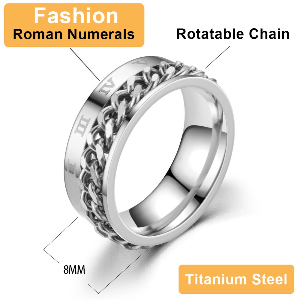 Nhẫn Mở Nắp Chai Bằng Thép Titan 2022 Với Số La Mã Cá Tính Thời Trang 8mm Dành Cho Nam Và Nữ