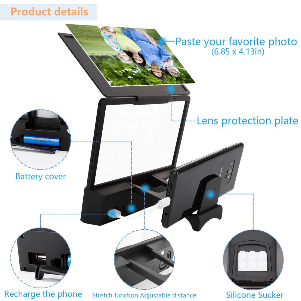 8.5 " fashion 3d phone screen video amplifier amplificador pantall portatil para celular lupa para ceular proyector para movil