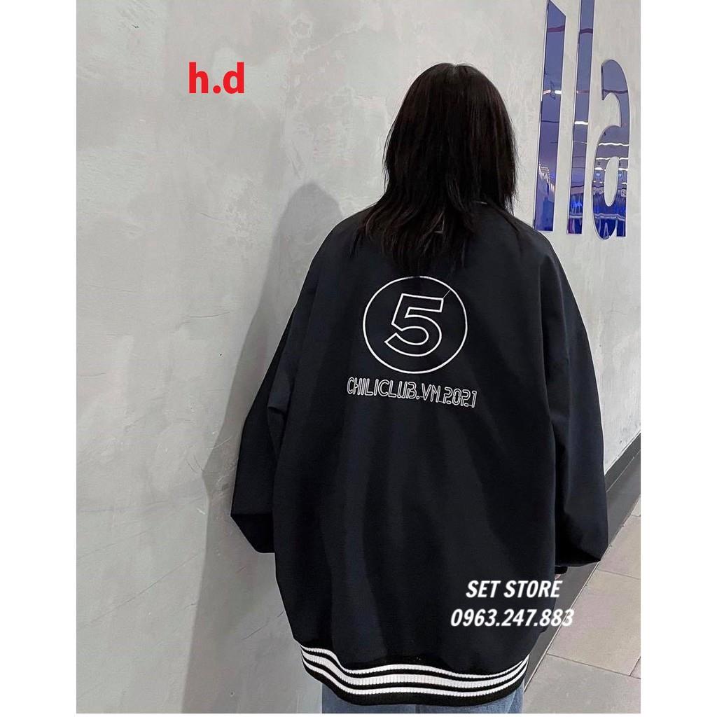 Áo bomber ,áo khoác nỉ thu đông số 5 in lưng , Mặc Siêu Thích , Dáng Siêu Đẹp -Setstore