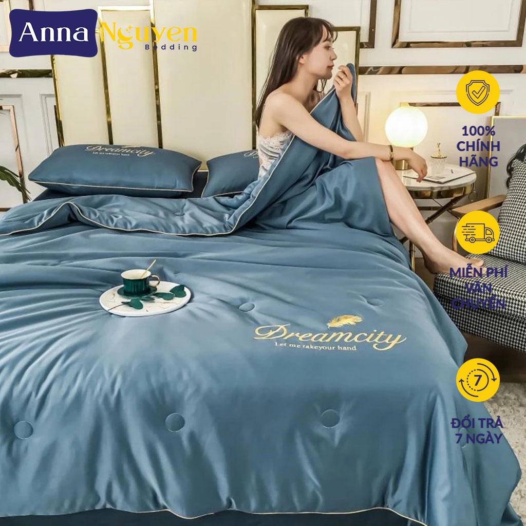 Bộ Chăn Ga Gối Đệm Lụa Thái Phi Bóng Drap Giường  Cao Cấp Bo Chun Drap