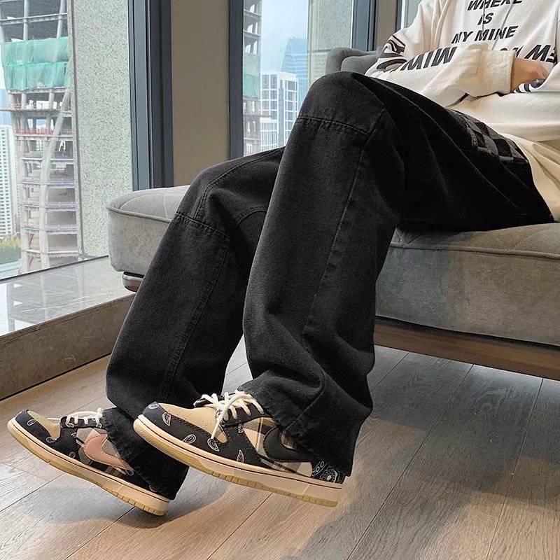 Quần jeans dài ống rộng phối nhiều túi thời trang thu đông cho nam