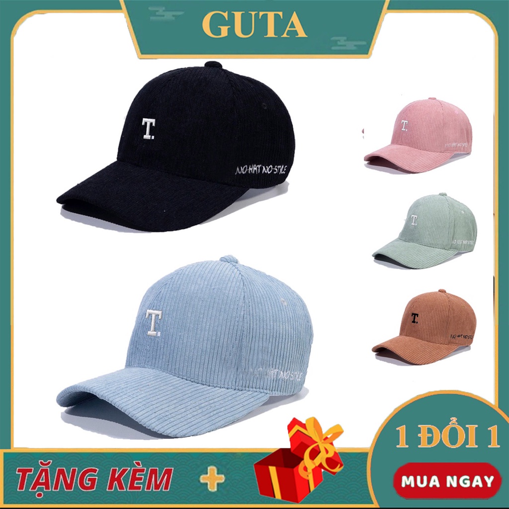 Mũ Lưỡi Trai Nón Kết Nhung Cao Cấp Thêu Chữ T Nhung gân 480B Phong Cách Ulzzang Form Unisex Nam Nữ