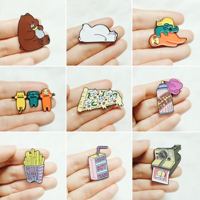 Pin cài áo/ Huy hiệu kim loại nhiều hình cute