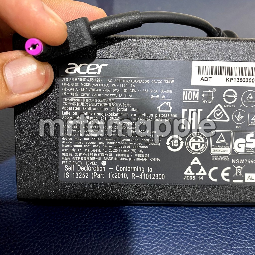 (ADAPTER) SẠC LAPTOP ACER 19V-7.1A (135W) kích thước đầu ghim (5.5 x 1.7 mm)