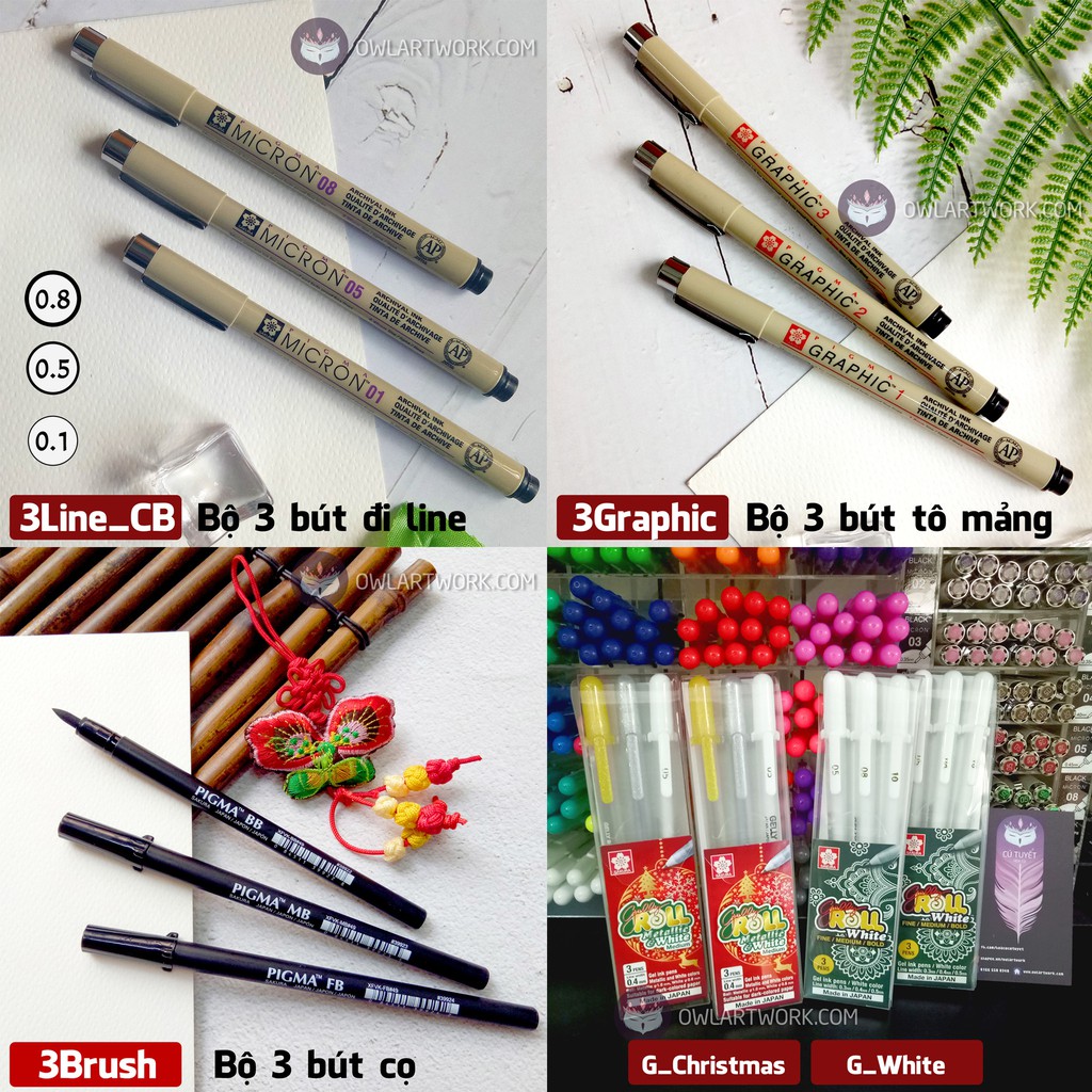 Combo Bộ Bút Vẽ Đi Nét Chuyên Nghiệp Sakura Micron