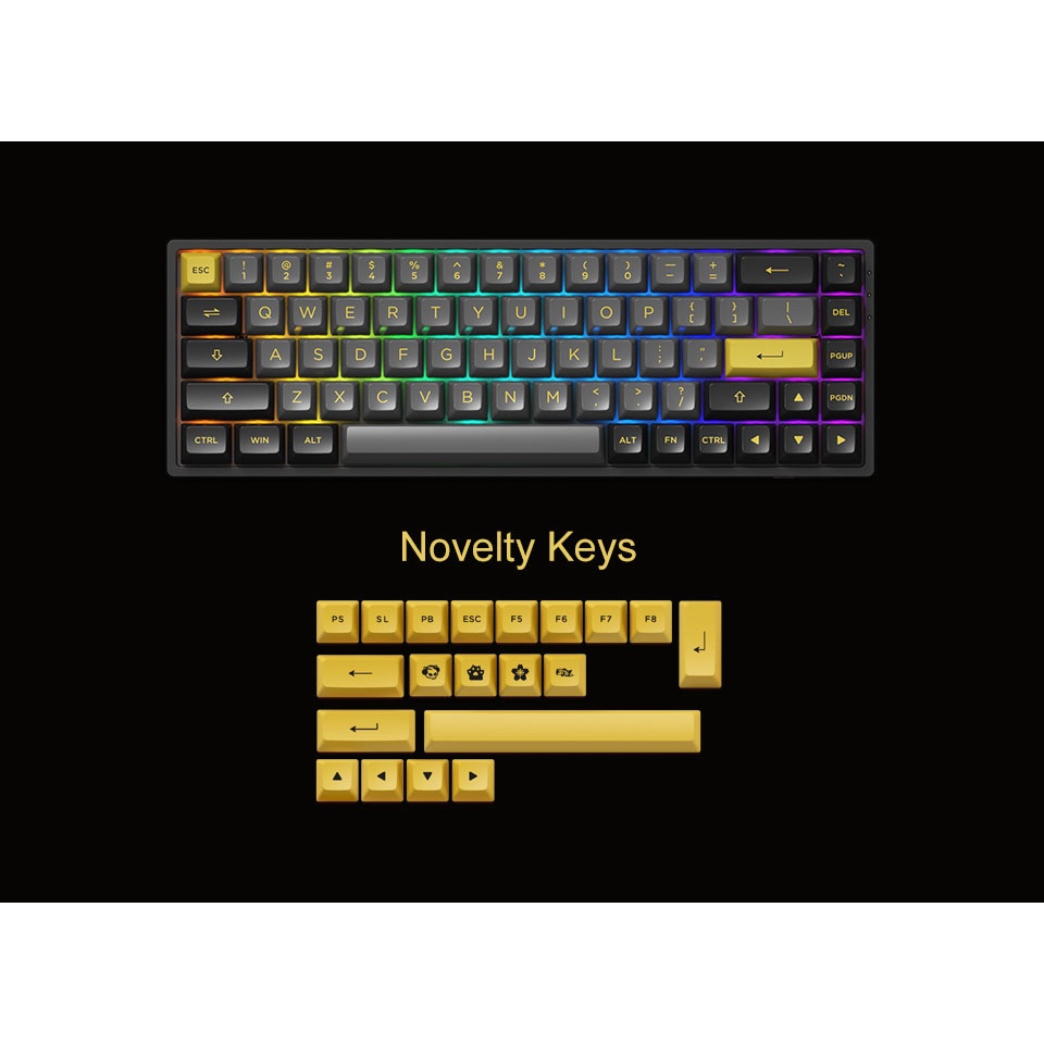 Bàn phím cơ AKKO 3068B Plus Black &amp; Gold (Bluetooth 5.0 / Wireless 2.4Ghz / Hotswap / Foam tiêu âm / AKKO CS Jelly sw)