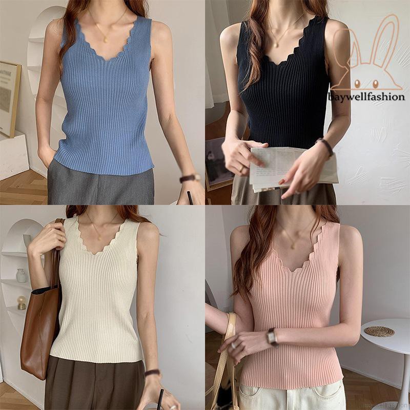 [Mã FASHIONT4WA2 giảm 10K đơn 50K] Áo Ba Lỗ Dệt Kim Màu Trơn Thời Trang Cho Nữ | BigBuy360 - bigbuy360.vn