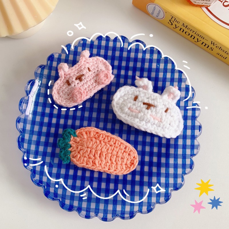 Kẹp Tóc Mái Handmade Len Đan Thêu Cute Nhỏ Xinh Dễ Thương Ulzzang Phong Cách Hàn Quốc