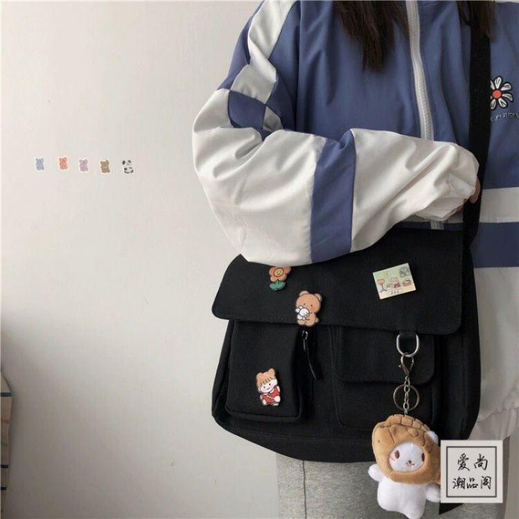 Túi vải đeo chéo Unisex, túi tote đeo chéo vừa size A4 nhiều mẫu phong cách Hàn Quốc