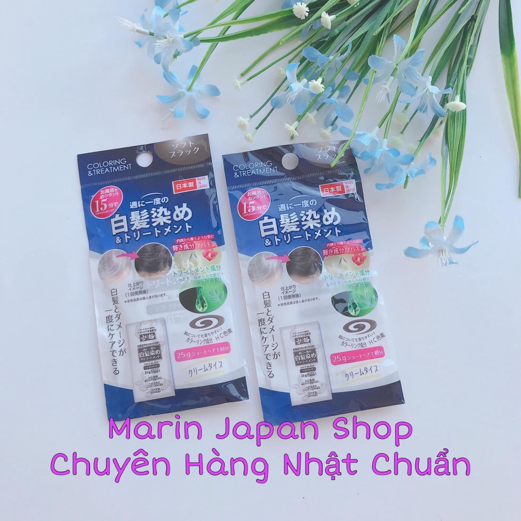 Thuốc nhuộm tóc phủ bạc thành màu nâu và nâu đen trong 15 phút Coloring &amp; Treatment Nhật Bản