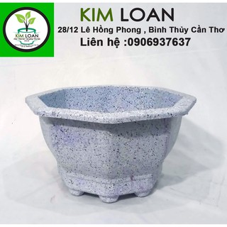 Combo 4 chậu nhựa bát giác vân đá xám 26x15cm