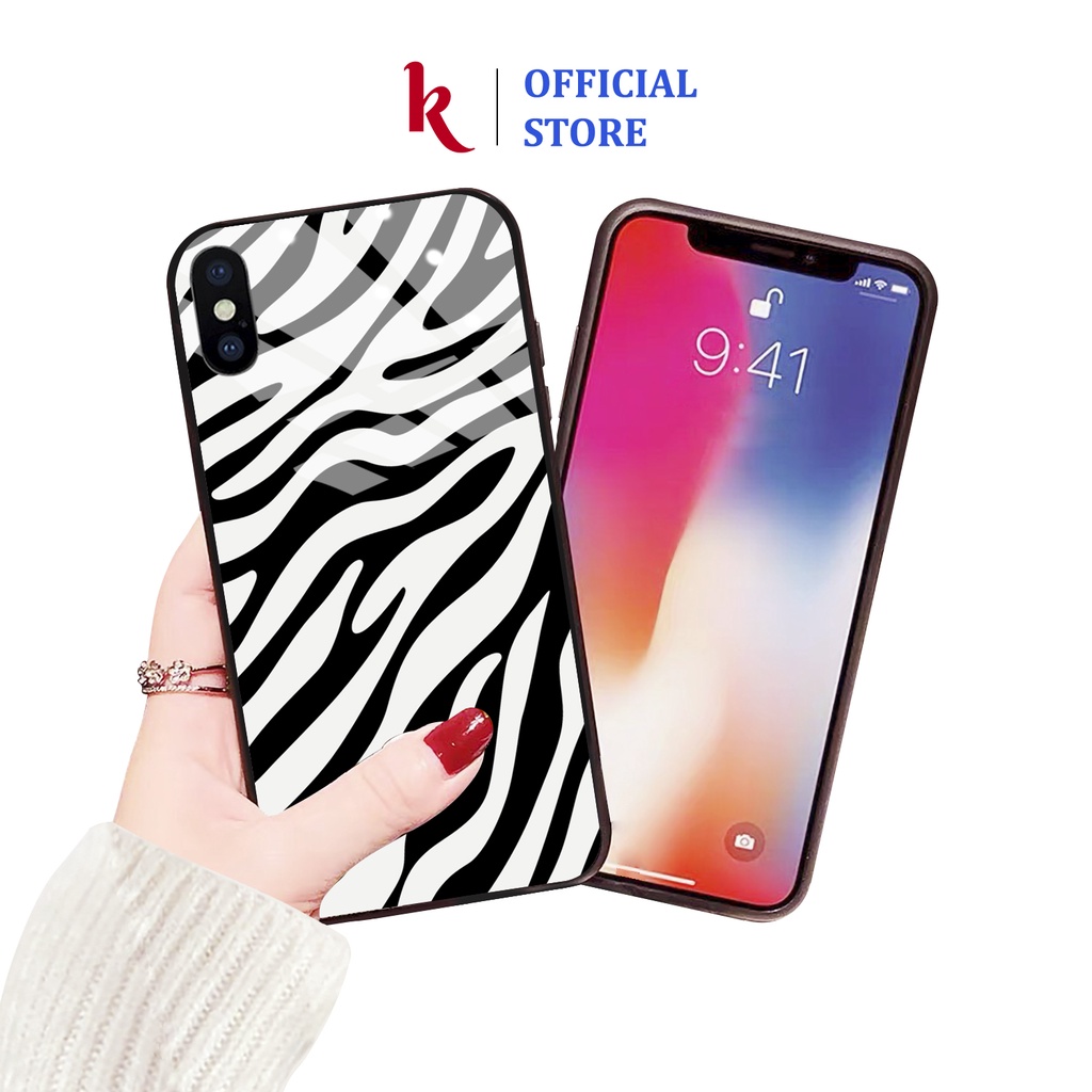 Ốp lưng iphone kính cao cấp ngựa vằn case 14plus 14 pro max 13 12 promax 11 mini 6 6s 7 8 plus x xr xs Se