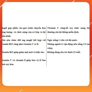[Hàng Đức] Viên uống Magnesium 400 B12 + C + E