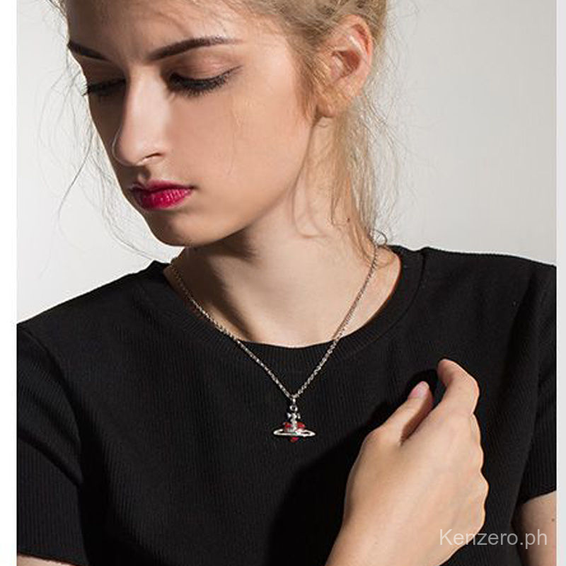 Vòng cổ Mặt Gỗ Đào Tráng Men Hình Trái Tim Nhỏ Sơn Kim Cương Phong Cách Punk