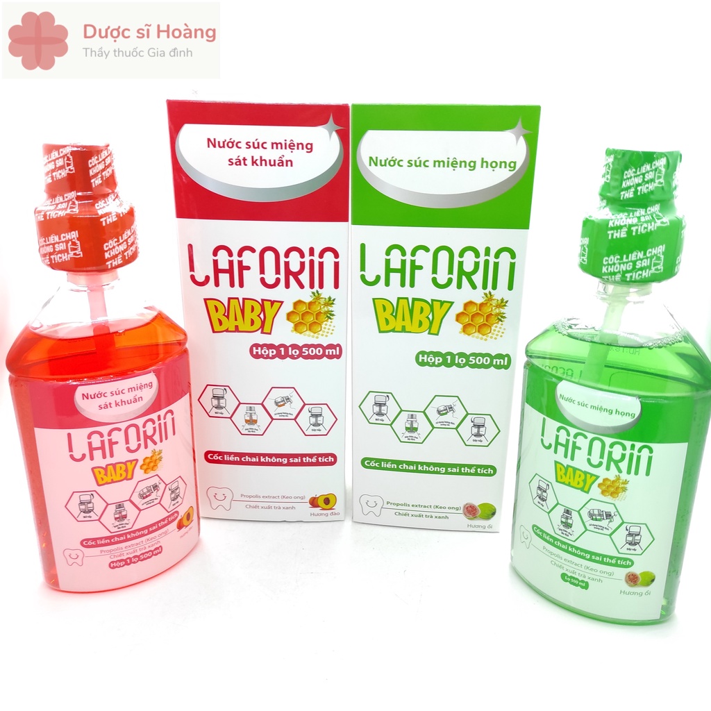 Nước Súc Miệng Sát Khuẩn Trẻ Em LAFORIN Baby 500ML Hương Đào Hương Ổi