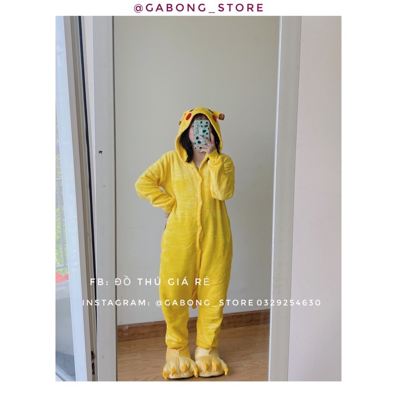 Bộ đồ thú pikachu 💥FREESHIP 💥giảm 20k khi nhập mã [ DOTHU20K1] bộ đồ hình thú Có sẵn