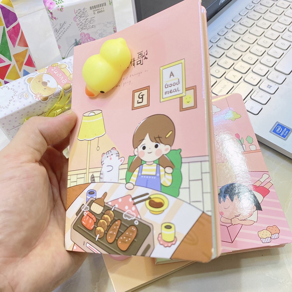 Sổ ghi chép nhật ký cute kèm thú bóp, Sổ ghi chép cá nhân cho người viết nhật ký hoặc lưu bút.