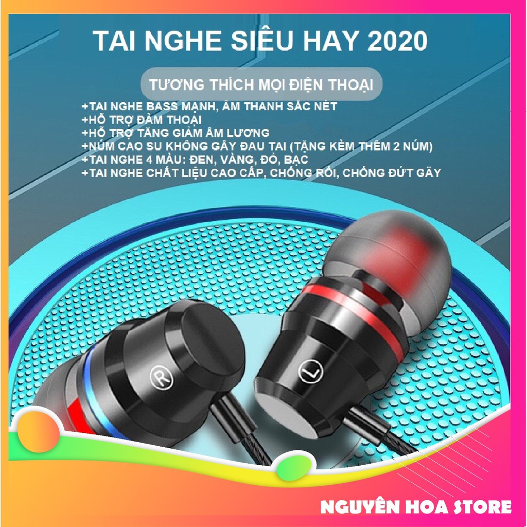 Tai nghe có dây bass cực mạnh, không chói tai, có mic hỗ trợ đàm thoại tăng giảm âm lượng tương thích điện SB1