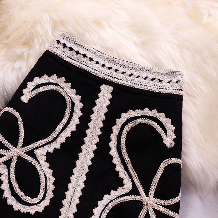 Váy đen ngắn lưng cao thêu trắng phong cách tiểu thư (có hình thật) | BigBuy360 - bigbuy360.vn