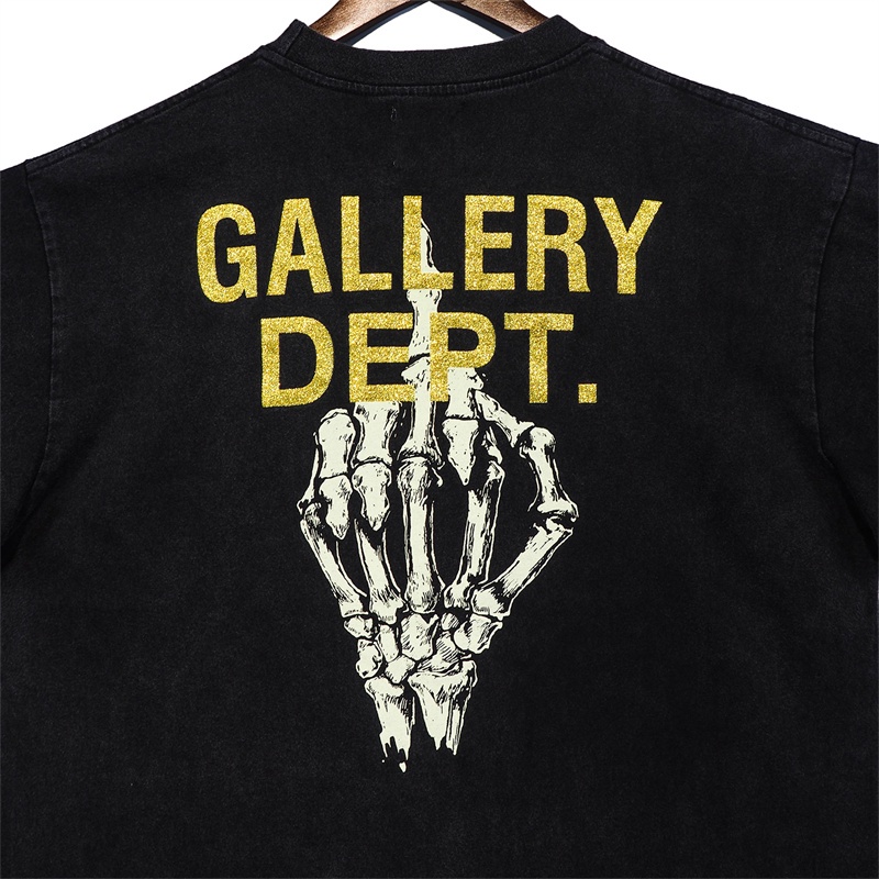 Áo Thun Tay Ngắn Dáng Rộng In Hình Bàn Tay Đầu Lâu Và Chữ Gallery Phong Cách Đường Phố Thường Ngày Cho Nam Và Nữ