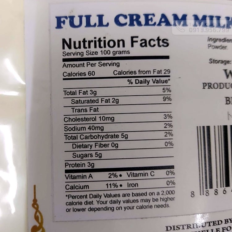 Full cream milk powder - Sữa bột nguyên kem Aunt Michelle gói 1kg