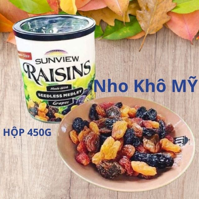 NHO KHÔ MỸ SUNVIEW RAISINS 425G, HÀNG CHÍNH HẢNG, NHẬP KHẨU MỸ