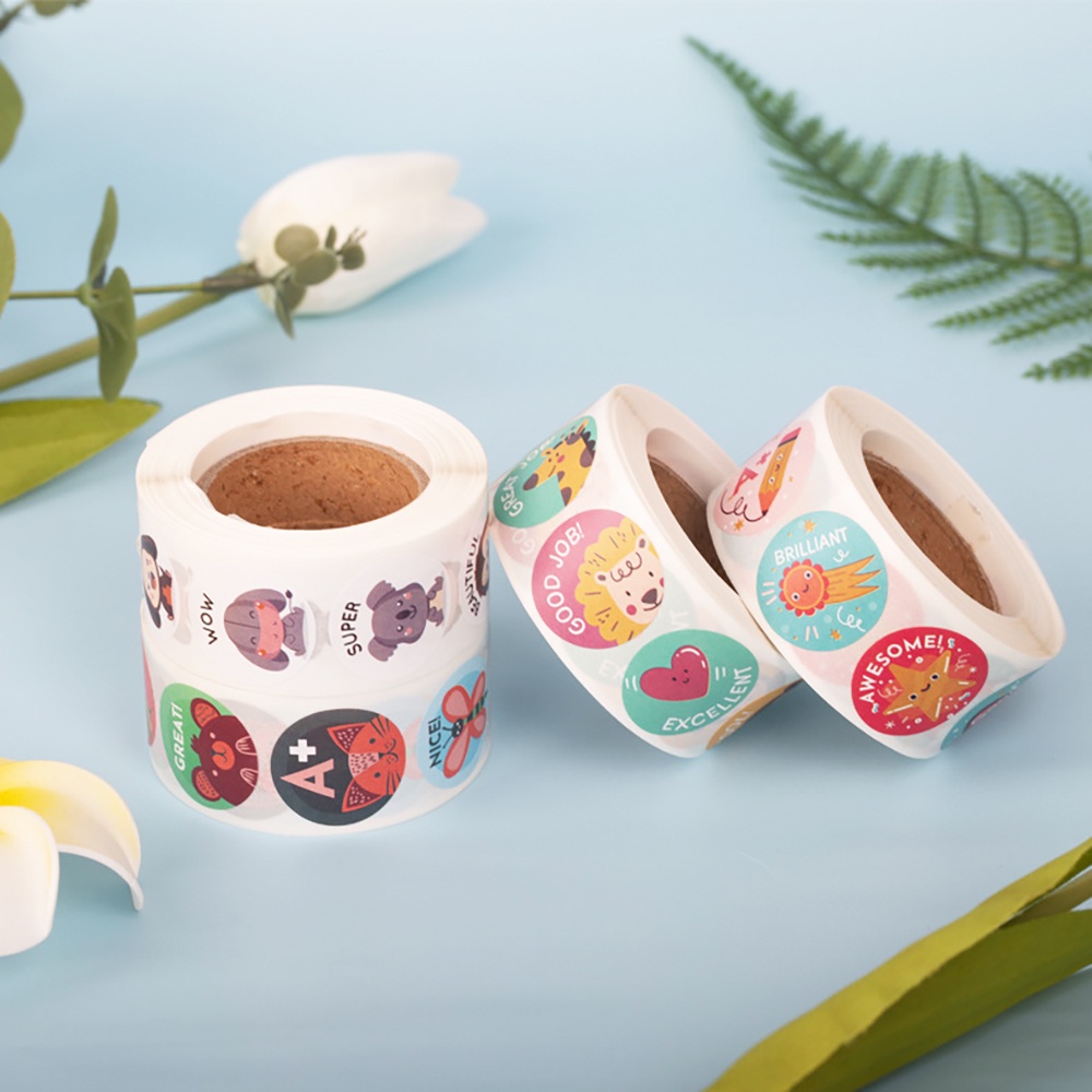 500 miếng dán 1inch/2.5cm hình động vật hoạt hình dễ thương trang trí đồ chơi cho bé