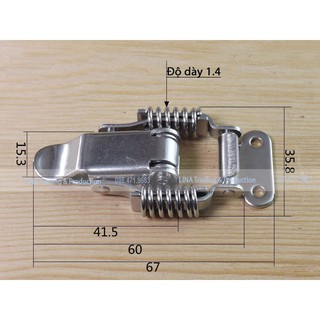 Khoá gài lò xo  INOX 304 dạng trơn và dạng móc Size S