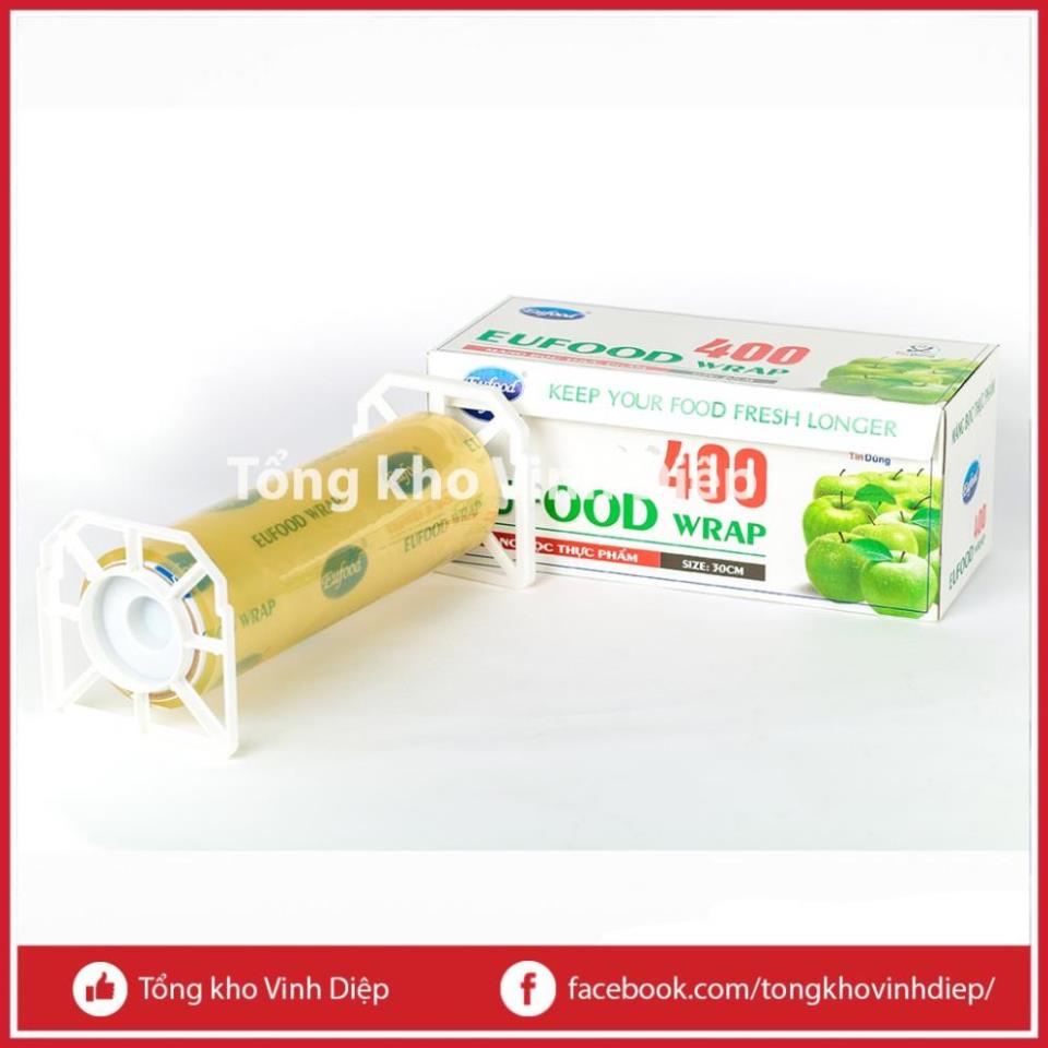 Màng bọc thực phẩm EUFOOD Wrap 400 size 30cmx250m có dụng cụ cắt - Hàng loại 1