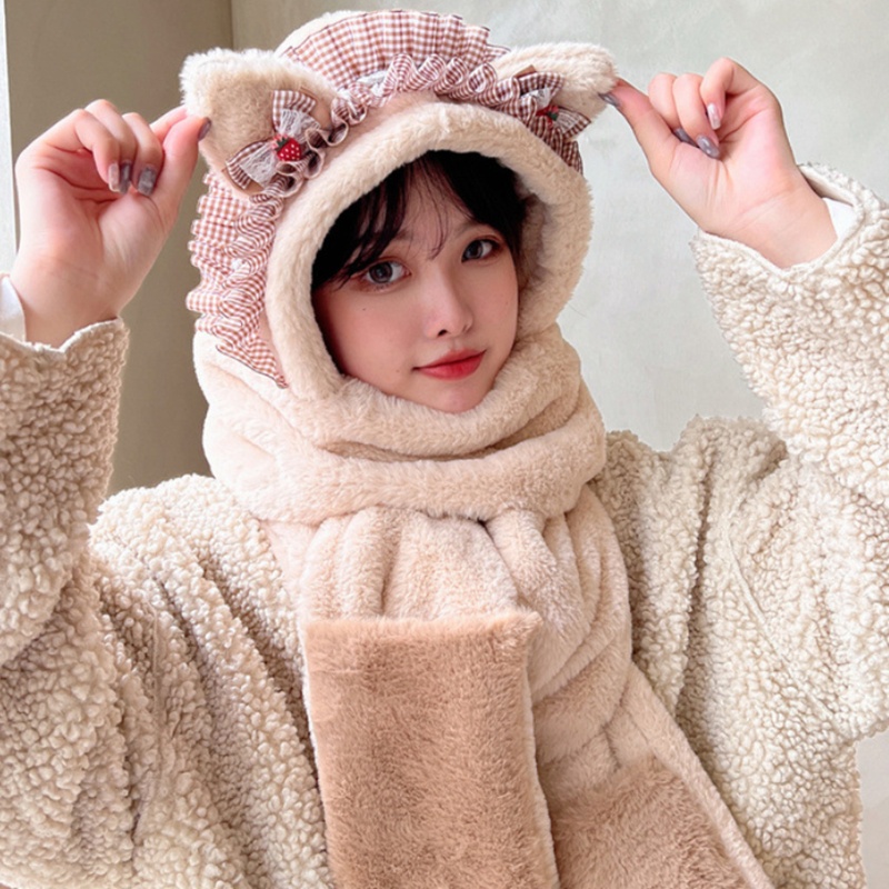 Youyo Khăn Choàng Kèm Mũ Tai Mèo Lolita Giữ Ấm Mùa Đông Khi Làm Việc Hàng Ngày