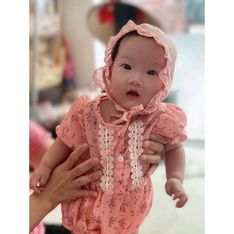 Body Cho Bé Gái Sơ Sinh Hml Chất Đũi Hoa Nhí, Bodysuit Bé Gái Mã B1
