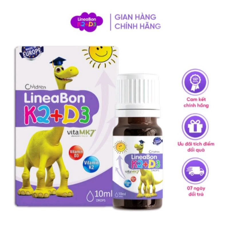 D3 K2 Lineabon bổ sung vitamin d3 cho trẻ sơ sinh, giúp hấp thụ d3k2 canxi,